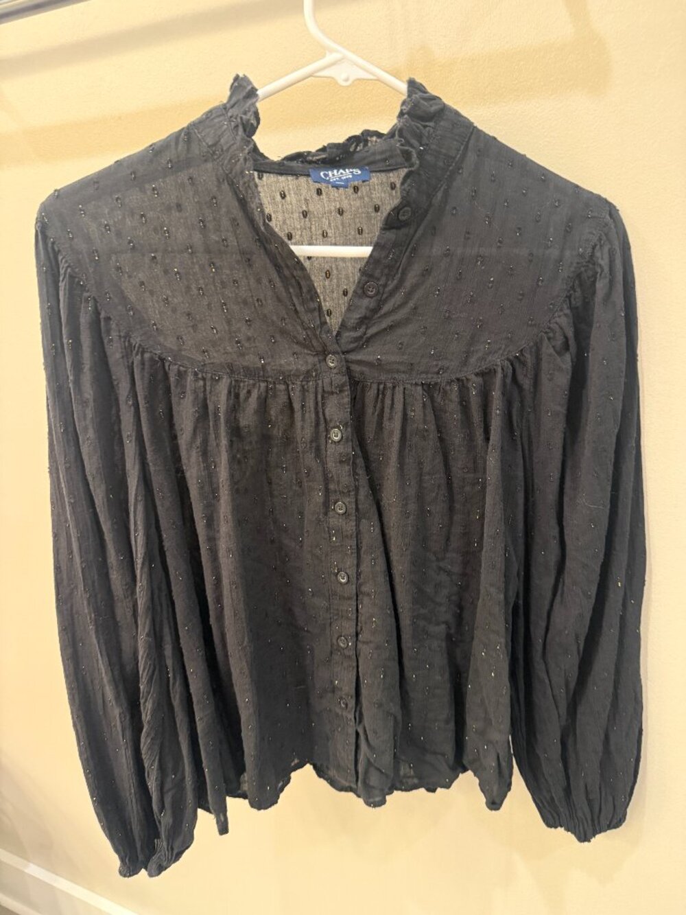 Chaps Large Black Gold Top